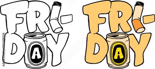 Fri Day Beer Typography Design – Weekend Party Vector Illustration