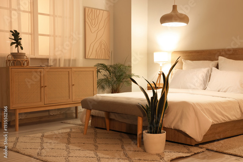 Interior of bedroom with so...