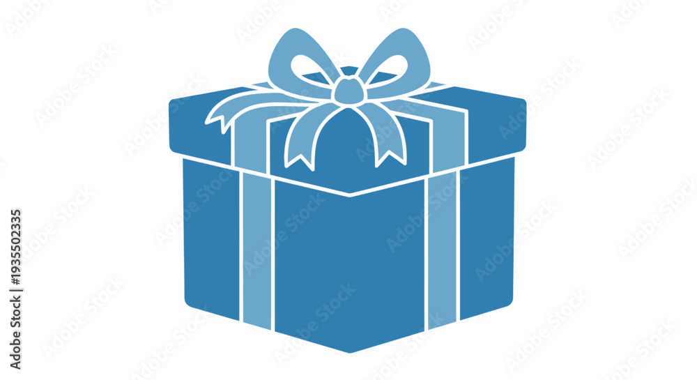 Fototapeta premium Blue Gift Box with Ribbon Illustration.