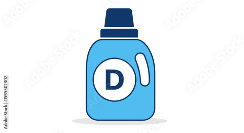 Blue Detergent Bottle with Letter D.