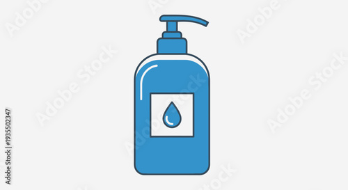 Blue Hand Sanitizer Bottle with Drop Icon.