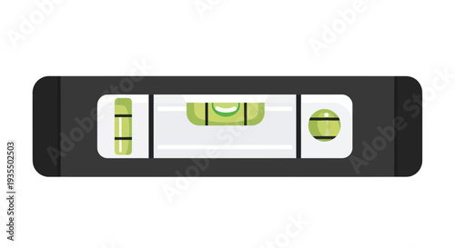 Black Spirit Level Tool with Green Bubbles.