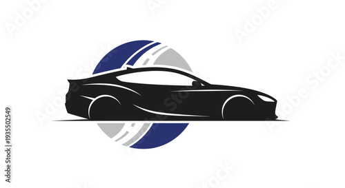 Black Sports Car Silhouette Graphic Illustration.