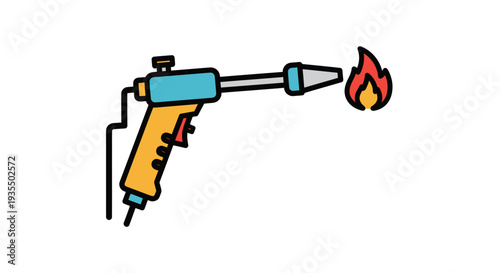Blowtorch Tool with Flame Illustration.
