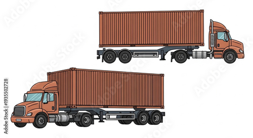 Semi Truck with Shipping Containers.
