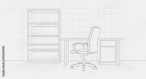 Modern Office Furniture Sketch Design.