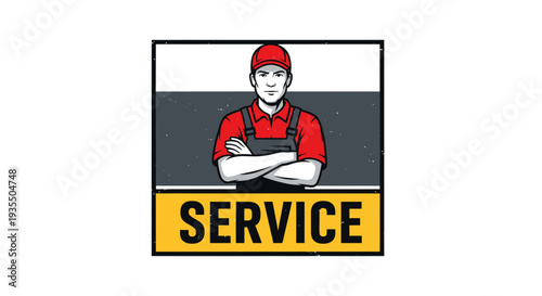 Professional service worker with arms crossed ready to help.