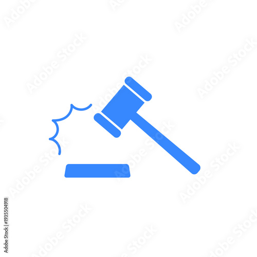 Judge Gavel Hitting Sound Block Icon – Justice, Court Decision, Law Enforcement and AI Governance Concept
