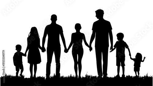 Happy family holding hands in unity and love outdoors
