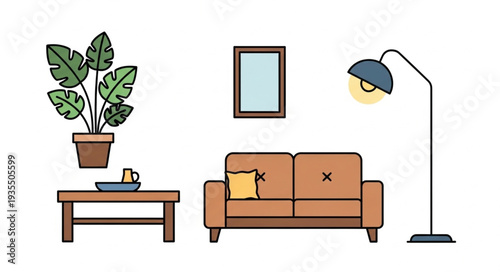 Modern Living Room Furniture and Decor Elements.