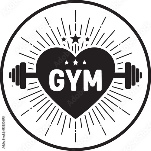 A heart with a dumbbell and the word gym