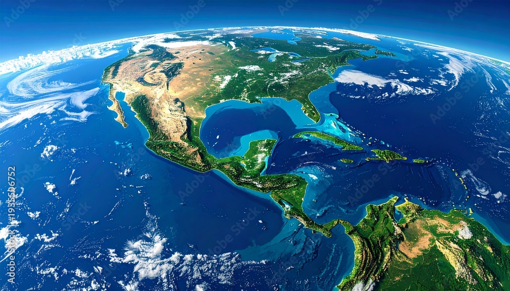 Fototapeta premium Earth from Space - A Detailed View of North and Central America.
