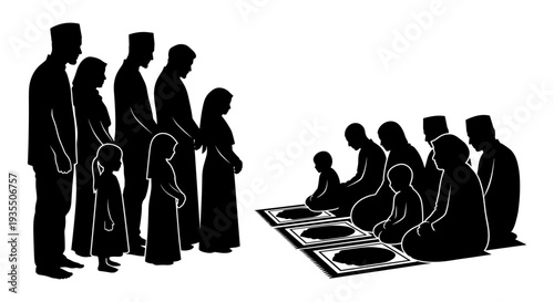 Community gathering for prayer and social interaction in a diverse group setting Vector, illustration