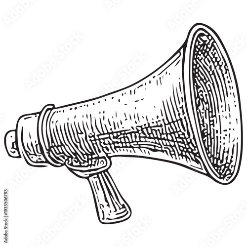 Vintage Megaphone Loudspeaker Engraving Illustration Theater Announcement and Stage Direction Device