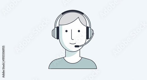 Customer support agent wearing a headset and microphone