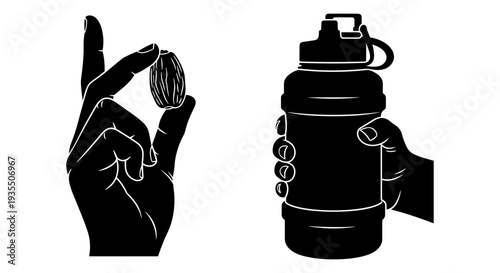 Hand demonstrating the use of a spray can with a safety lock mechanism Vector, illustration
