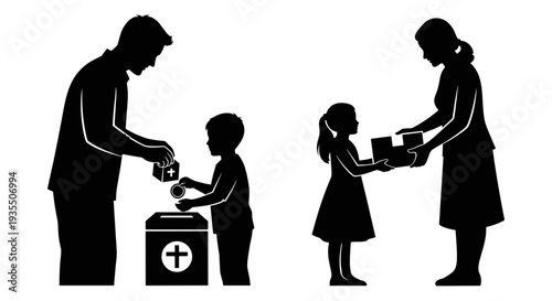 Healthcare professionals assisting children with medical supplies Vector, illustration