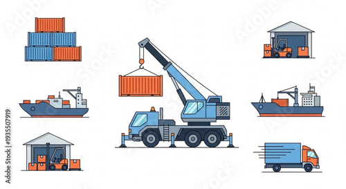 Shipping and Logistics Industry Elements Collection.