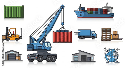Shipping and Logistics Industry Elements Collection.