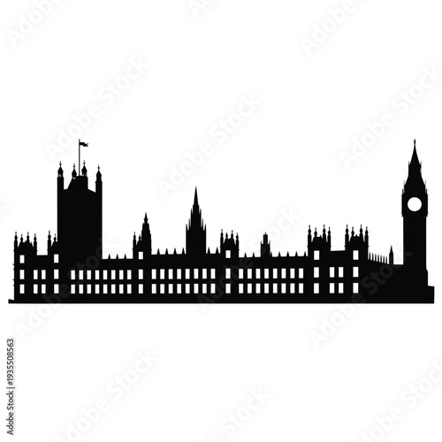 Silhouette of the houses of parliament and big ben in london