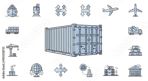Shipping Container and Logistics Icons.