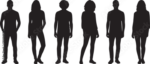 A group of people standing in a row in silhouette