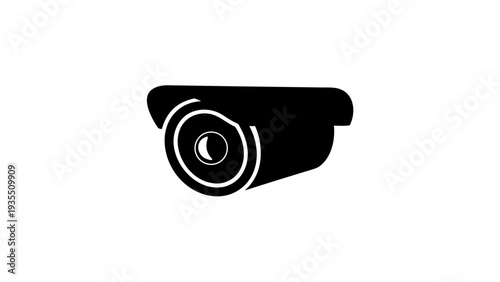 Minimalist black and white cctv dome camera on wall mount