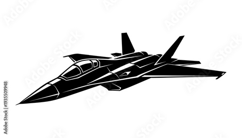 Supersonic Military Jet Three Quarter Perspective Vector