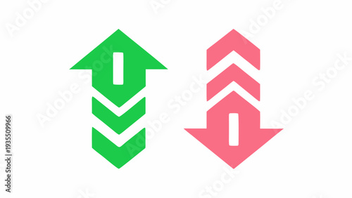 Green up arrow and red down arrow stock market infographic