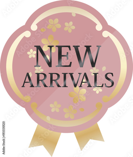 高級感のある春の販促エンブレム　ダスティピンク＆ゴールド