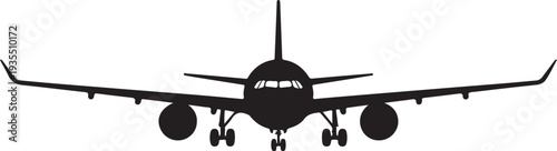 Airplane front view icon. Clipart image isolated on white background
