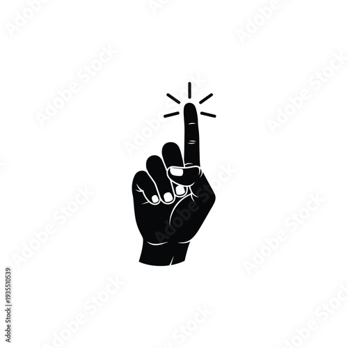 A hand with the index finger glowing brightly in a dark or dimly lit environment from a front viewpoint