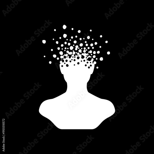 Silhouette of Person with Disintegrating Head.
