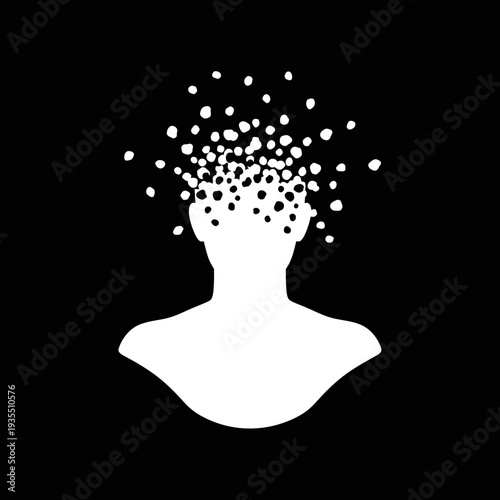 Silhouette of Person with Disintegrating Head.