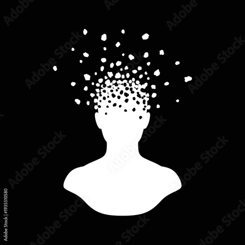 Silhouette of Person with Disintegrating Head.