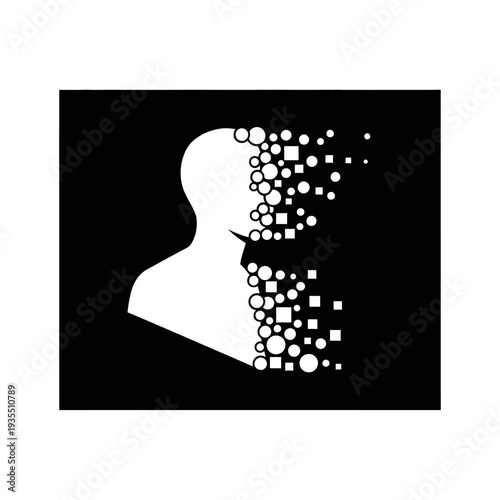 Human Head Profile with Dismantling Particles.