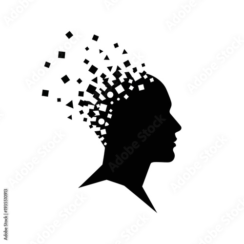 Silhouette of a Human Head with Geometric Shapes Emerging.