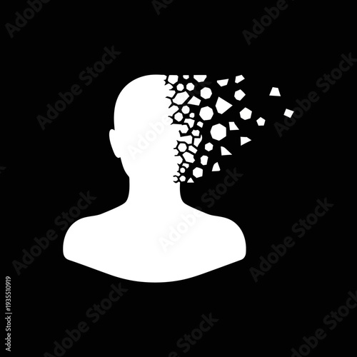 Human Head with Geometric Shapes Emerging.