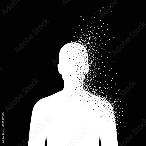 Man Disintegrating into Small Particles.