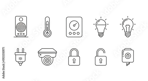 Smart Home Technology Icons Collection Vector Illustration.