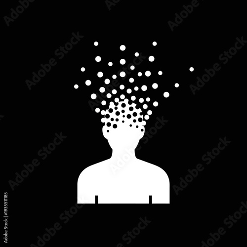 Human Head with Particles and Energy.