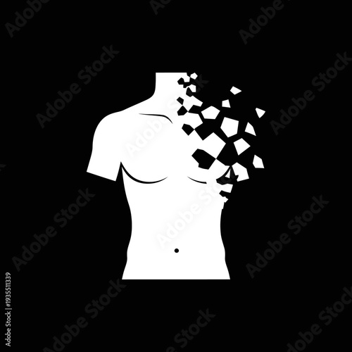 Disintegrating Male Torso Graphic Illustration.