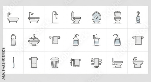 Set of bathroom icons and symbols for design.