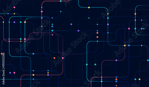 Circuit connect lines and dots. Network technology and Connection concept. Decentralized network nodes connections