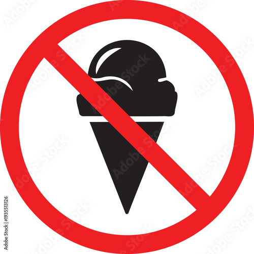 Prohibition sign indicating no ice cream is allowed in a public place