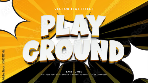 editable text effect play ground 3d style premium vector