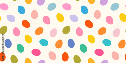 Pastel colored Easter eggs seamless vector pattern, Cute colorful simple background for spring and Easter designs