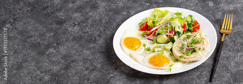 Healthy Diet Concept with Protein Breakfast and Copy Space