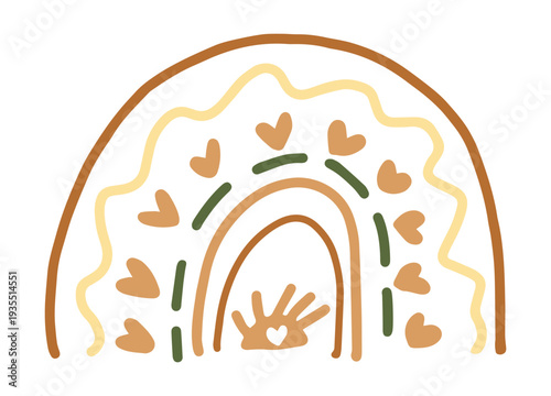 Mystical boho rainbow with third eye and hearts ethnic bohemian clipart for spiritual branding