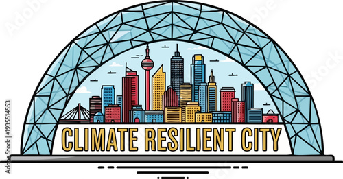 Climate Resilient City Concept Vector Illustration Showing Urban Sustainability Design